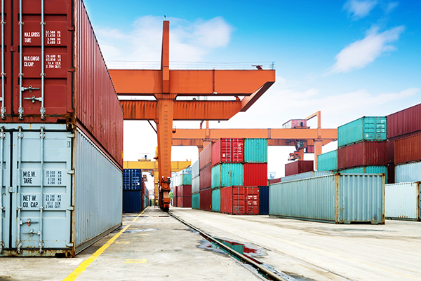 Container yard where the containers are unloaded for temporary collection